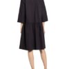 Li.Lu Hemdblusenkleid Emma mit 3/4-Arm, Schwarz