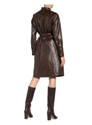 Luisa Cerano Hemdblusenkleid in Lederoptik, Braun