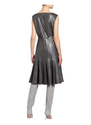 Luisa Cerano Kleid in Lederoptik, Grau