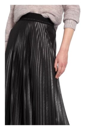 Luisa Cerano Plisseerock in Lederoptik, Schwarz