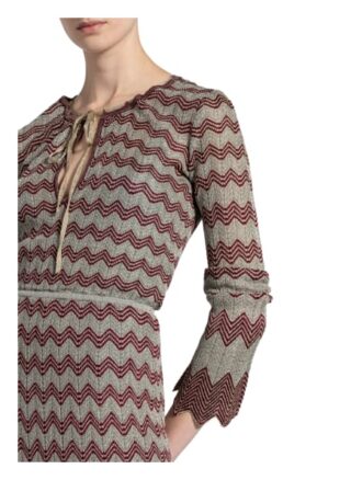 M Missoni Strickkleid mit Schluppe und Glitzergarn, Grau