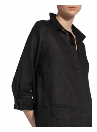 Maerz Muenchen Hemdblusenkleid aus Leinen, Schwarz