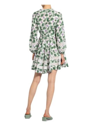 Maje Kleid Roman mit Leinen und Spitzenbesatz, Weiß