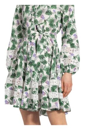 Maje Kleid Roman mit Leinen und Spitzenbesatz, Weiß