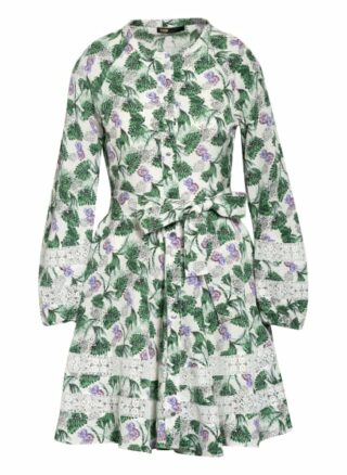 Maje Kleid Roman mit Leinen und Spitzenbesatz, Weiß