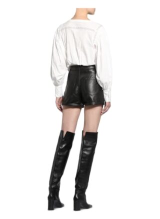 Maje Leder-Shorts Irine, Schwarz