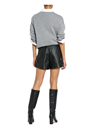 Maje Ledershorts Ilyad mit Nieten, Schwarz