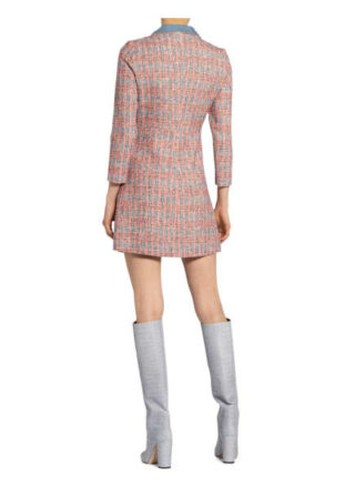 Maje Tweed-Kleid Renise mit Schmucksteinbesatz, Rot