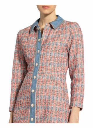 Maje Tweed-Kleid Renise mit Schmucksteinbesatz, Rot