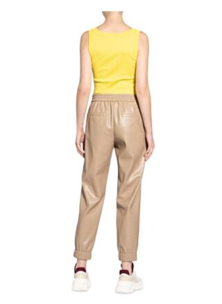 Marc Cain Hose im Jogging-Stil in Lederoptik, Beige
