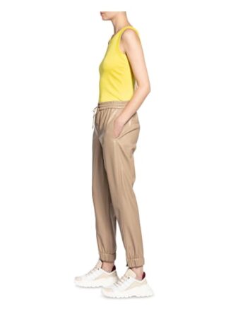 Marc Cain Hose im Jogging-Stil in Lederoptik, Beige