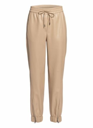 Marc Cain Hose im Jogging-Stil in Lederoptik, Beige