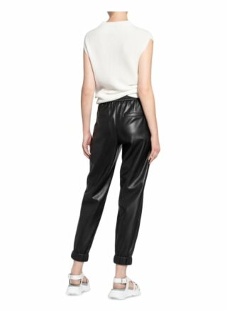 Marc Cain Hose im Jogging-Stil in Lederoptik, Schwarz