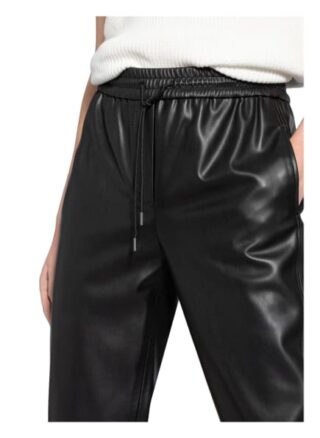 Marc Cain Hose im Jogging-Stil in Lederoptik, Schwarz