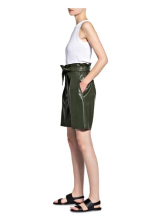 Marc Cain Paperbag-Shorts in Lederoptik, Grün