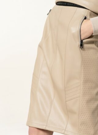 Marc Cain Rock in Lederoptik, Beige