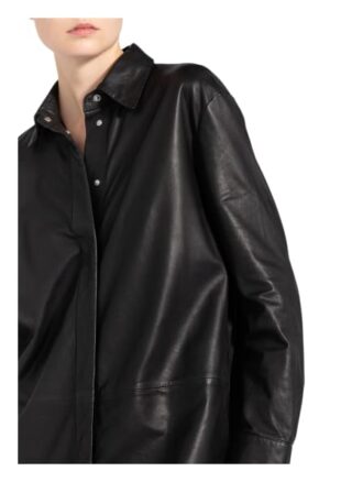 Marc O'polo Hemdblusenkleid aus Leder, Schwarz