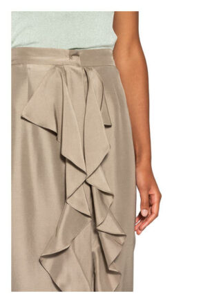 Max Mara Seidenrock Edolo mit Volantbesatz, Grün