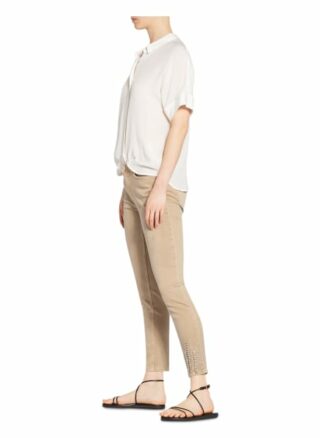 Monari 7/8-Jeans mit Schmucksteinbesatz, Beige