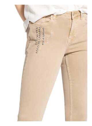 Monari 7/8-Jeans mit Schmucksteinbesatz, Beige