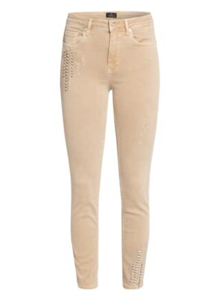 Monari 7/8-Jeans mit Schmucksteinbesatz, Beige