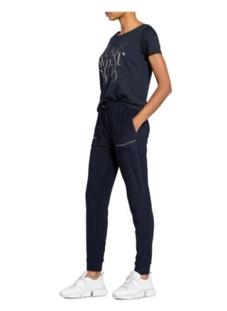 Monari Hose im Jogging-Stil mit Schmucksteinbesatz, Blau