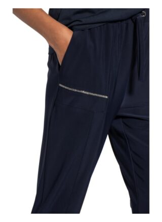 Monari Hose im Jogging-Stil mit Schmucksteinbesatz, Blau