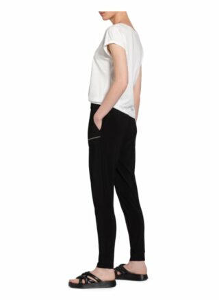 Monari Hose im Jogging-Stil mit Schmucksteinbesatz, Schwarz