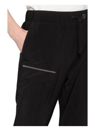 Monari Hose im Jogging-Stil mit Schmucksteinbesatz, Schwarz