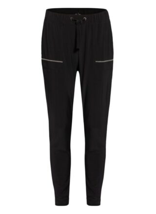 Monari Hose im Jogging-Stil mit Schmucksteinbesatz, Schwarz