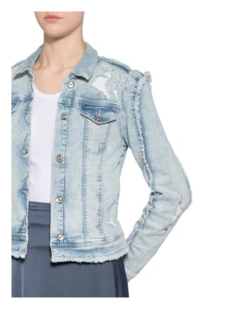 Monari Jeansjacke mit Schmucksteinbesatz, Blau