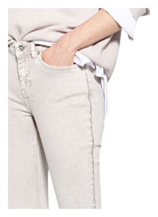 Monari Skinny Jeans mit Schmucksteinbesatz, Beige