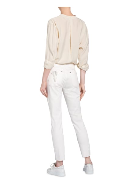 Monari Skinny Jeans mit Schmucksteinbesatz, Weiß