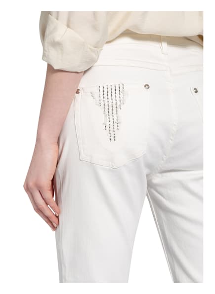 Monari Skinny Jeans mit Schmucksteinbesatz, Weiß