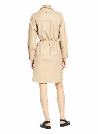 Mos Mosh Hemdblusenkleid Bradshaw aus Leder, Beige