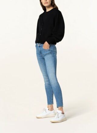 Mother Skinny Jeans The Looker Ankle Fray, Blau