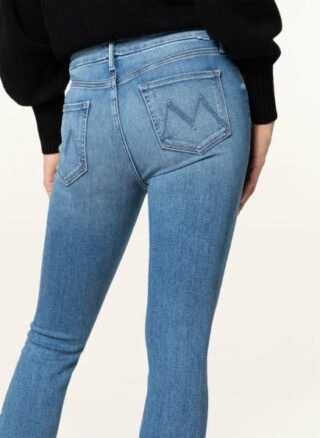 Mother Skinny Jeans The Looker Ankle Fray, Blau