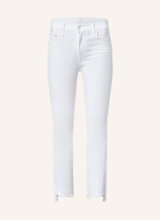 Mother Straight Jeans Insider Crop Step Fray, Weiß