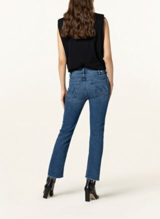 Mother Straight Jeans The Hustler Ankle Fray, Blau