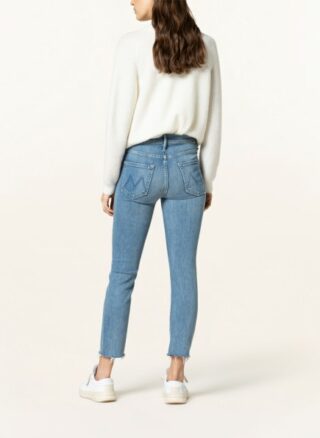 Mother Straight Jeans The Mid Rise Dazzler Cop Fray, Blau