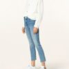 Mother Straight Jeans The Mid Rise Dazzler Cop Fray, Blau