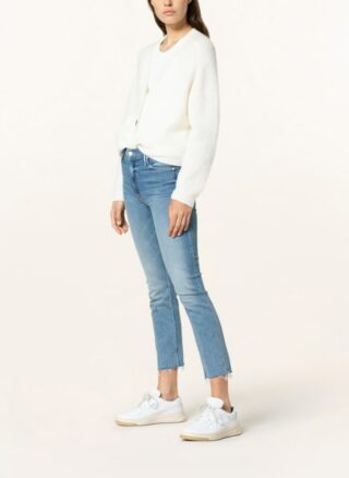 Mother Straight Jeans The Mid Rise Dazzler Cop Fray, Blau