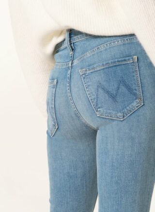 Mother Straight Jeans The Mid Rise Dazzler Cop Fray, Blau
