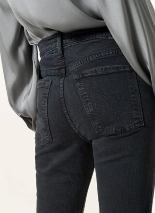 Mother Straight Jeans The Scrapper Cuff Ankle Fray, Schwarz