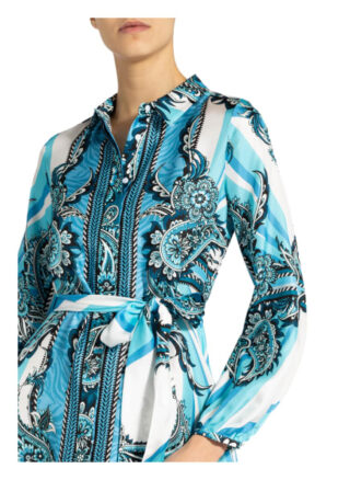 Mrs & Hugs Hemdblusenkleid aus Seide, Blau