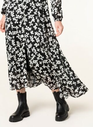 Mrs & Hugs Hemdblusenkleid aus Seide, Schwarz