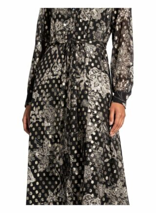 Mrs & Hugs Hemdblusenkleid mit Glitzergarnen, Schwarz