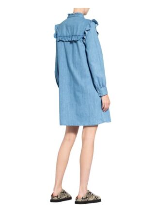 Mrs & Hugs Jeanskleid mit Rüschenbesatz, Blau