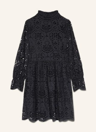 Mrs & Hugs Kleid aus Lochspitze, Schwarz