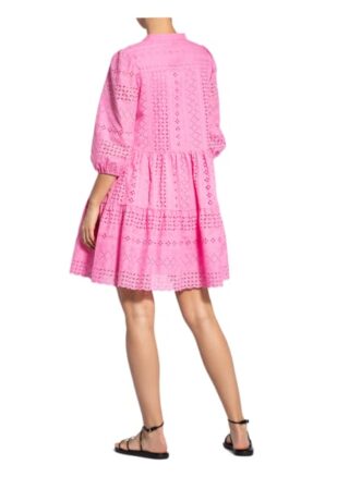 Mrs & Hugs Kleid mit 3/4-Arm und Lochspitze, Pink